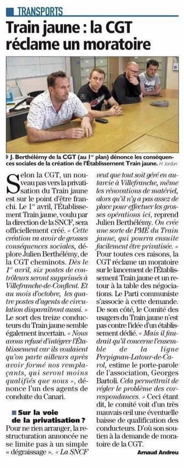 Article l independant 11 mars 2017 demande moratoire etablissement train jaune cgt cheminots