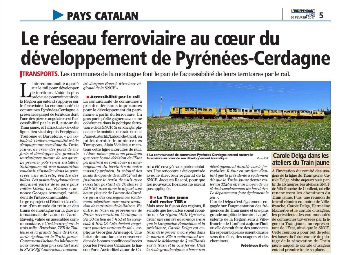 Article train jaune l independant 20 fevrier 2017