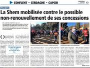 L'Indépendant manifestation des salariés de la SHEM a Prades 20 janvier 2021