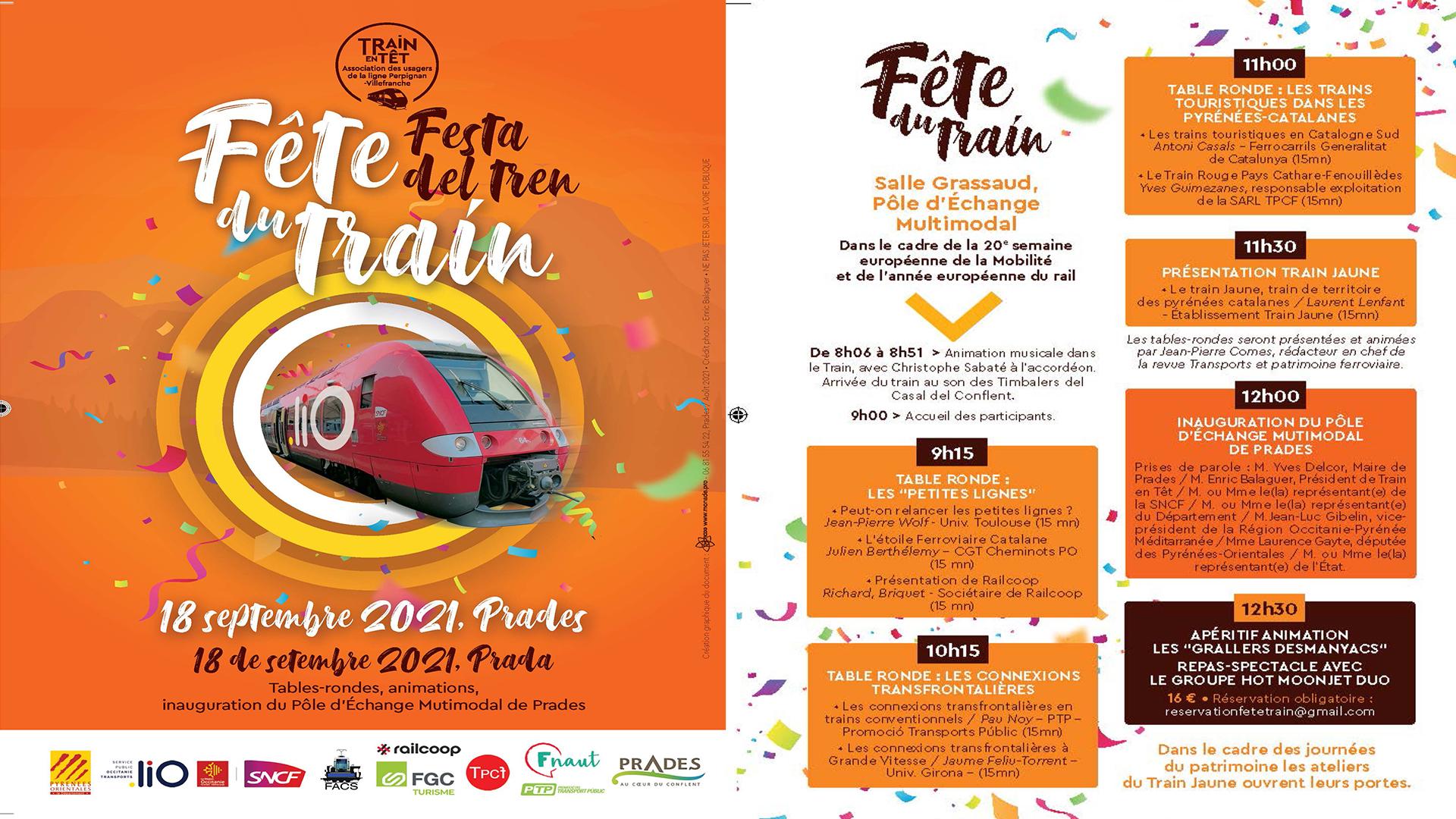 Affiche et programme fete du train prades samedi 18 septembre 2021