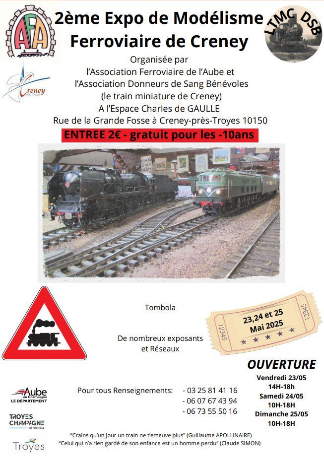 Affiche exposition modelisme ferroviaire creney 23 24 25 mai 2025