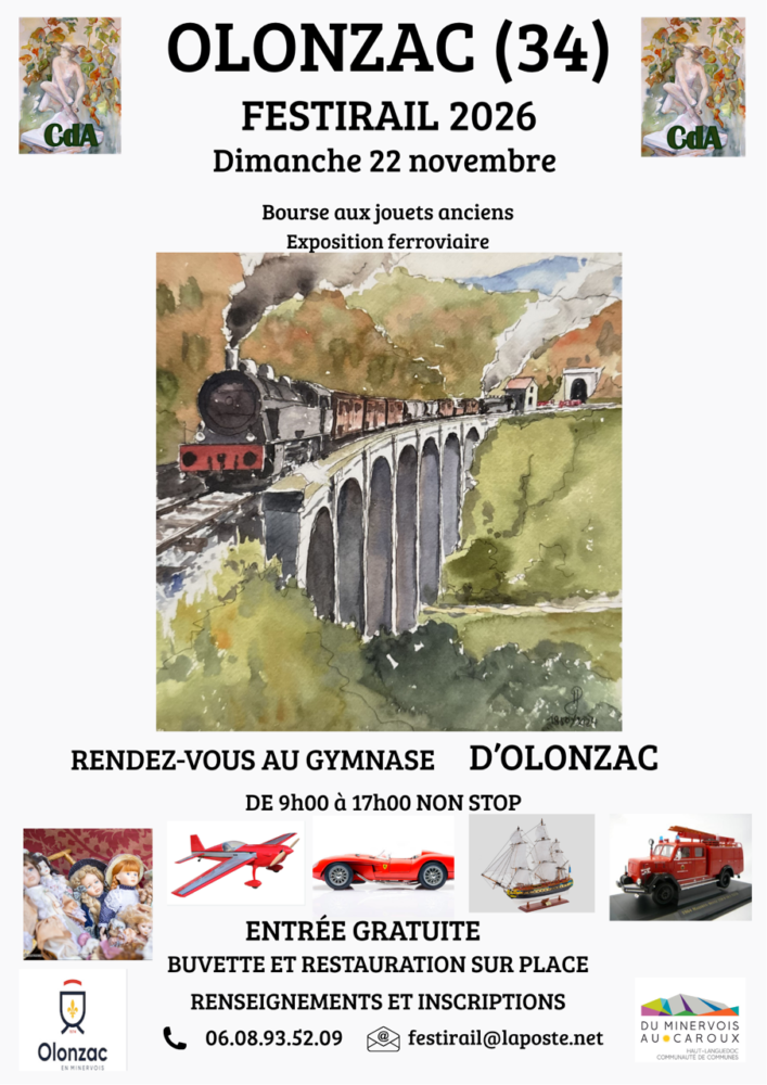 Affiche festirail olonzac dimanche 22 novembre 2026