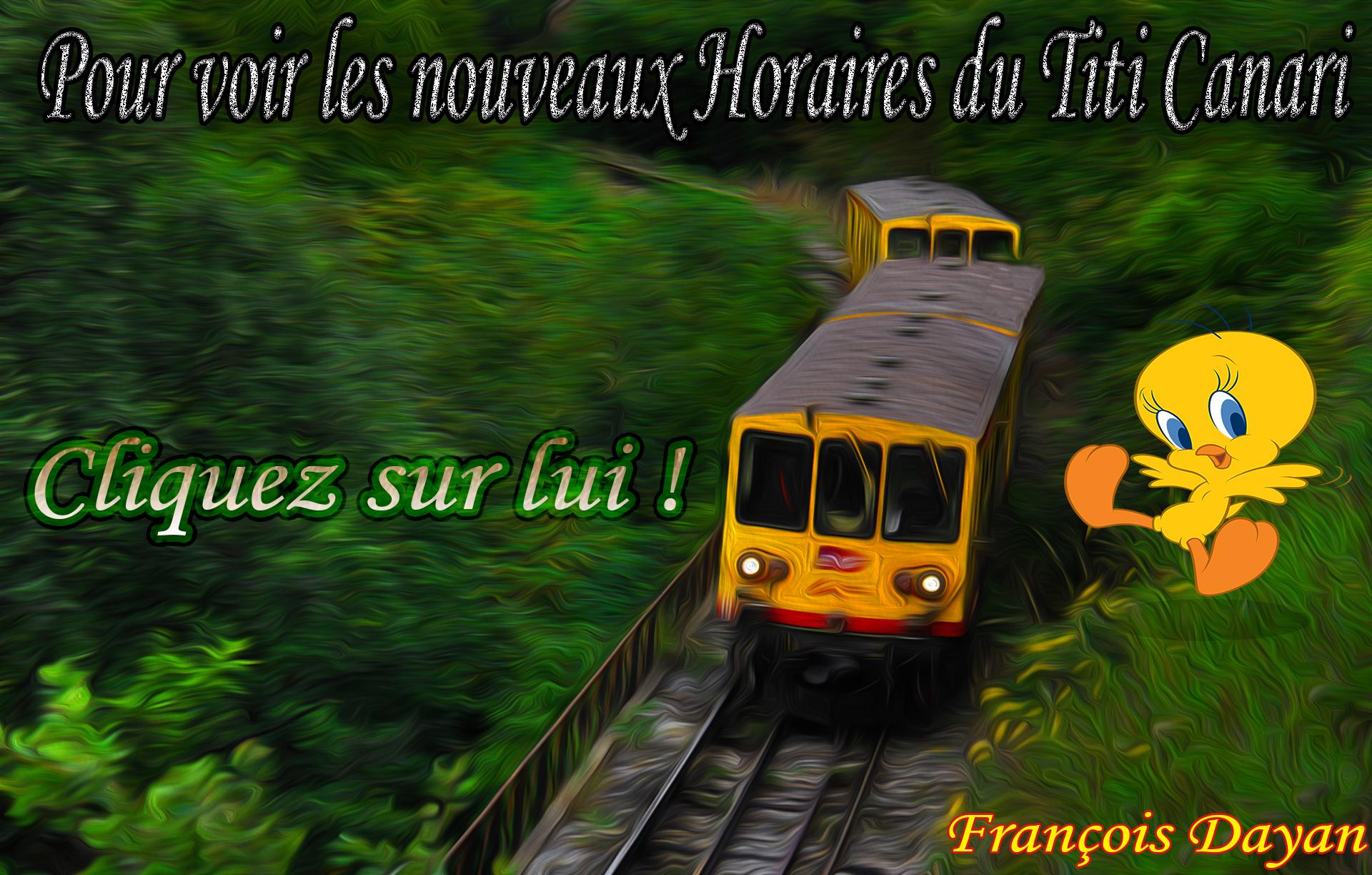 Affiche horaires train jaune avec titi