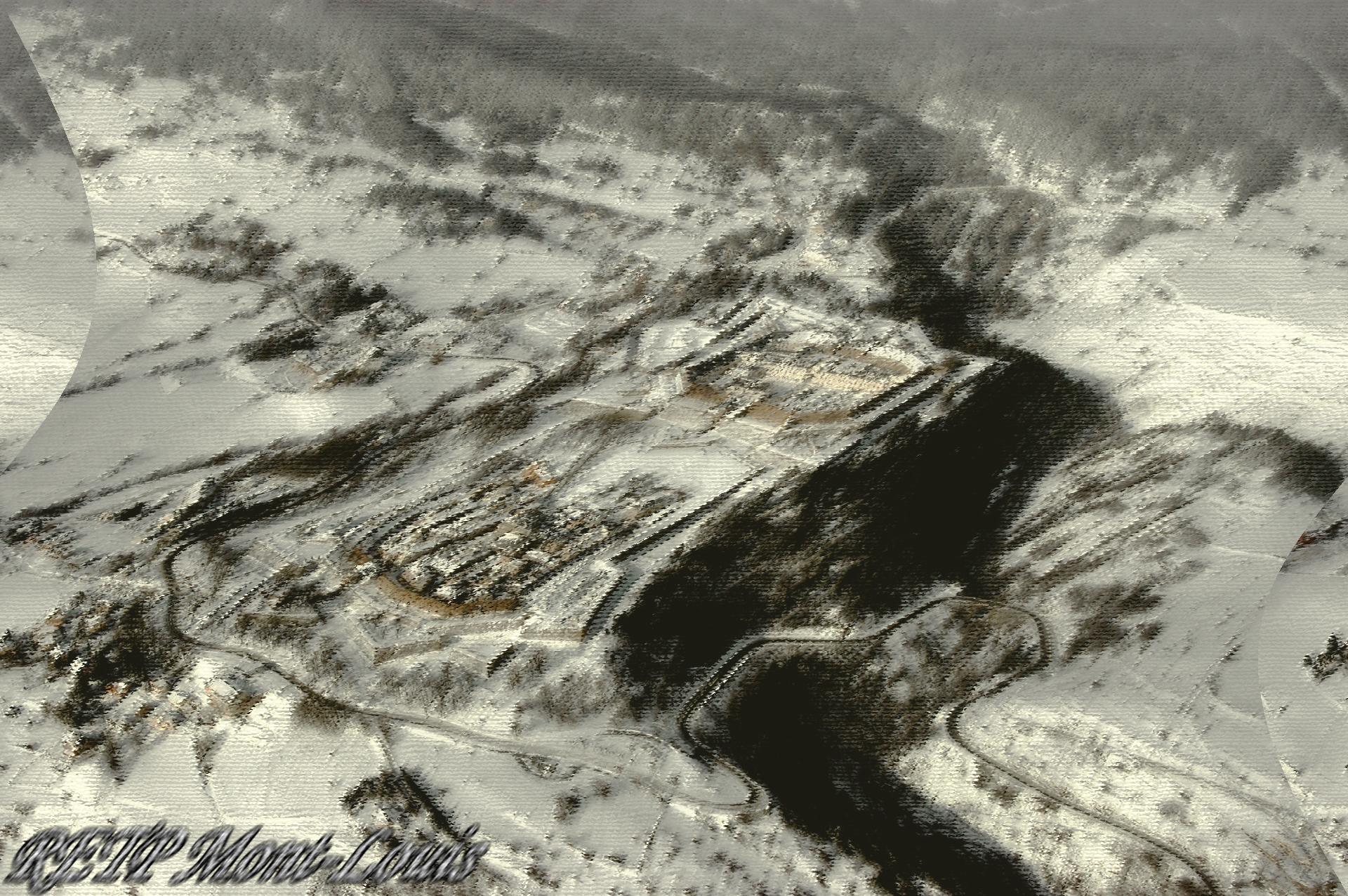 Deformation citadelle de mont louis vue du ciel l hiver