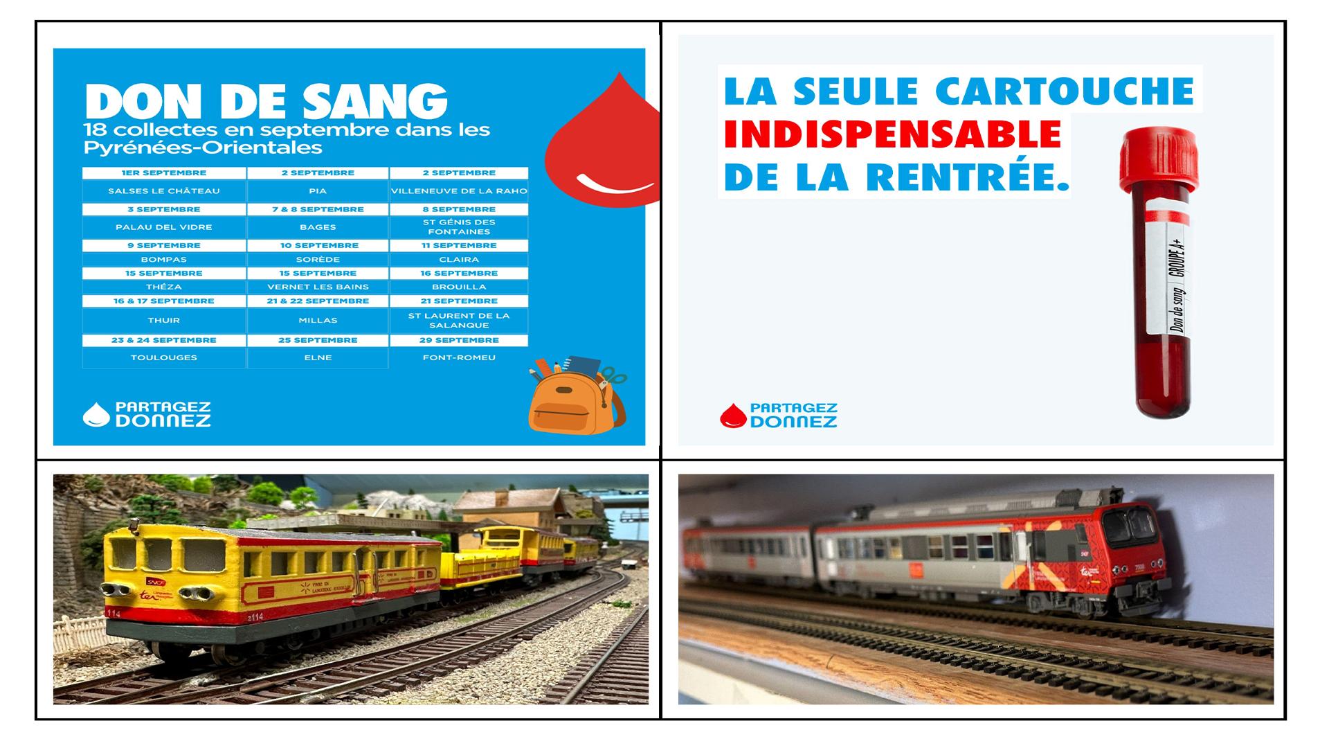 Photos assemblees don de sang po septembre 2026 avec z2 lr piko et train jaune miniature tortes